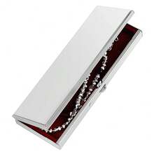 Rectangular Metal Jewelry Box With  Fabric And Mirror Inside (Silvery) - bạc - Xem 2