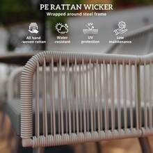 Outsunny 4 Seater Rattan Dining Set, Rattan Garden Furniture Set With Parasol Hole, Outdoor Dining Table And Chairs Set With Cushions, Round Glass Top Table For Patio, Balcony, Light Brown - Brown - View 3