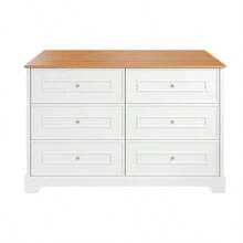 Modern Six-Drawer Sideboard With A Minimalist Design, Ideal For The Living Room, Dining Room, Or Entryway. Dimensions: 120 X 40 X 76 Cm - Natural Color+White - View 8