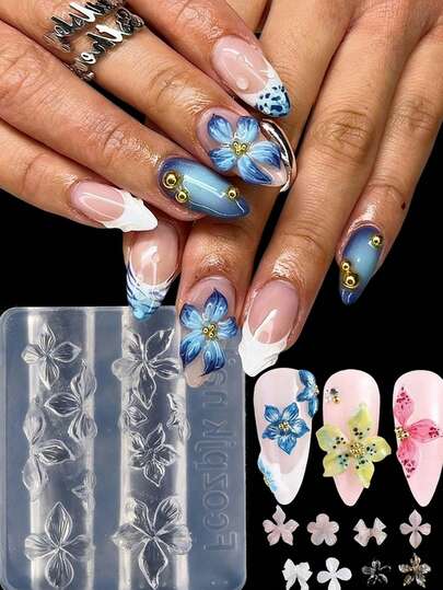 Forma do zdobienia paznokci w kształcie lilii z wytłoczonym wzorem płatków hibiskusa, narzędzia do zdobienia paznokci DIY, artykuły do zdobienia paznokci, narzędzia do zdobienia paznokci, powrót do szkoły, zdobienie paznokci, narzędzia do zdobienia paznokci