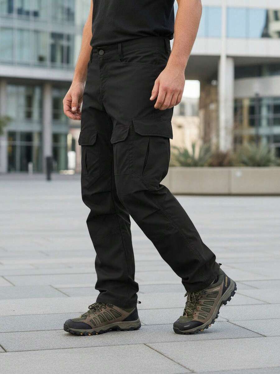 Men's Tactical Cargo Pants 8 Multi-Pocket Loose Fit Lightweight Ripstop Outdoor Hiking Military Combat Work Trousers With Large Pockets For Daily Wear Streetwear Jogger Durable Comfort Fit,Pants For Men - 黑色 - 查看 1