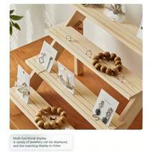 1-4层木质桌面展示架，适用于手镯、耳环、娃娃展示架，大容量戒指耳环展示架 - 米色 - 查看 7