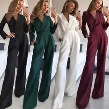 Spring And Summer Chinese Style Long Sleeve New Chinese Style Jumpsuit Diagonal Placket Mid-Waist Elegant Commuter Jumpsuit - 紅色 - 查看 2