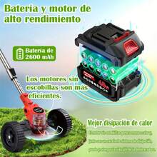 Desbrozadora Electrica Inalambrica 4 En 1, Podadora Electrica Y Cortadora De Pasto Para Jardin; Desbrozadora Pasto Telescopica Con Cabezal 0-90°, Podadora Cesped Ligera Con Bateria Recargable Potente - Verde oscuro - Ver 8