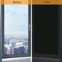 Portable Blackout Blind Window Thermal Insulated Kitchen Curtains Stick On DIY - Black - View 2