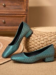 女士3厘米高跟布面时尚百搭平底鞋，绿色 - 綠色 - 查看 2