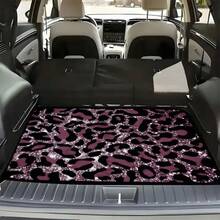 1pc Rose Red Leopard Print Car Trunk Mat - Durable Floor Liner,  And Practical, Ideal For Daily Travel, Lifting, And Secure Cargo Storage, Car Trunk Liner, Vehicle Interior Accessory - 1 cái - Xem 5