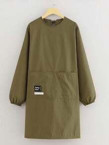 1件大口袋长袖围裙，时尚新款防水防污围裙，适用于家庭、餐饮和工作场合。 - 彩色 - 查看 16