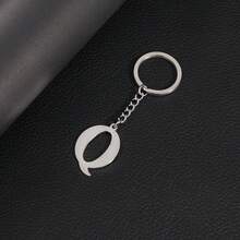 1pc Stainless Steel Minimalist A-Z Letter Keychain, Metal Material, 26 English Letters, Couples Keyring, Wallet/Handbag Accessory, Gift/Souvenir, Car Decor, Bag Charm, Cute Gothic/Y2K Style, With ID Card Holder Lanyard, Christmas Decoration - Silver - View 14
