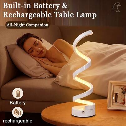 Klassisk retro spiralskrivbordslampa med touchsensor - LED-lampa med 3 färgtemperaturer, USB-C-port, modern minimalistisk design, lämplig för sovrum, arbetsrum, vardagsrum, perfekt alla hjärtans dag-present