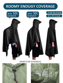 3-In-1 Poncho Style Rain Poncho, Suitable For Adults Outdoor Hiking, Climbing, Cycling, Lightweight And Portable, Multi-Functional. Lightweight And Portable, Multi-Functional And Practical, Windproof And Rainproof, Breathable And Comfortable, Quick To Store, Fashionable Appearance. - Multicolor - View 4