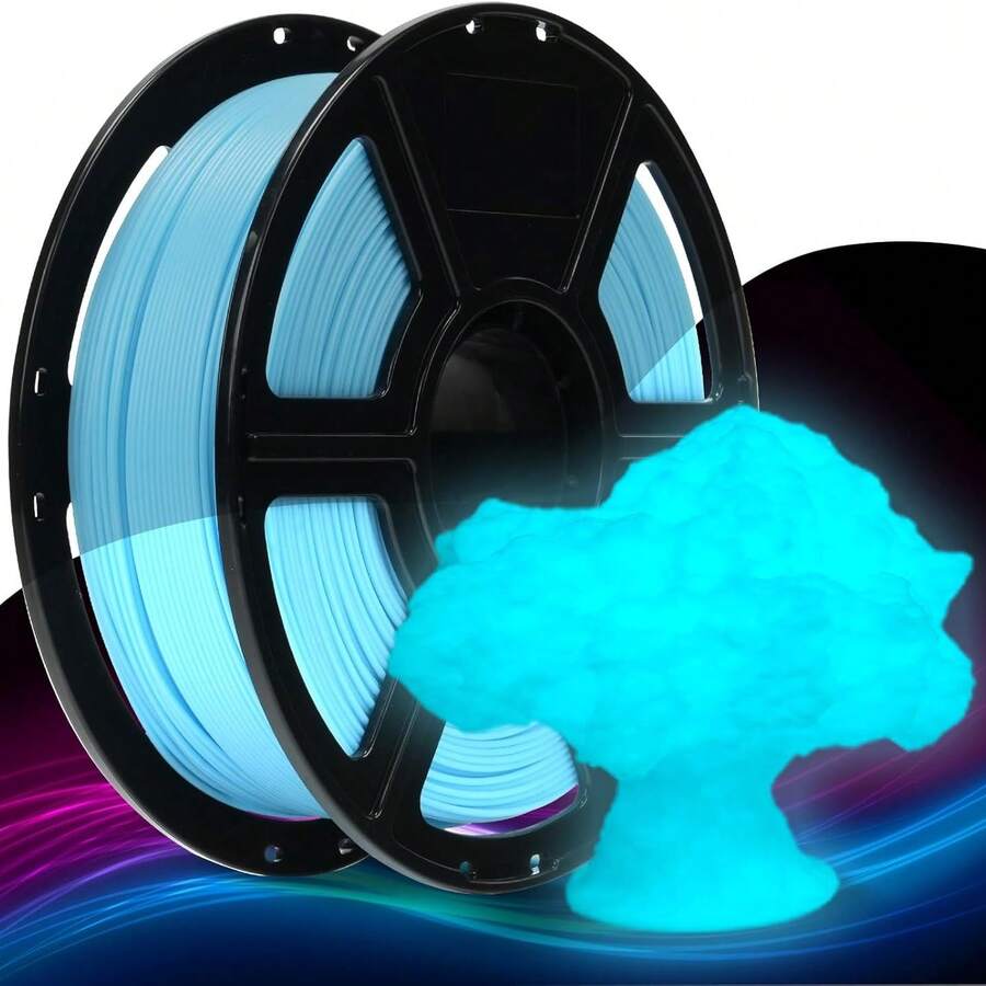 200g PLA Glow-In-The-Dark Blue Filament, 1.75mm, 500mm/S High-Speed Printing, Glow-In-The-Dark 3D Printing Filament Spool, Size Accuracy +/- 0.02mm, Excellent Luminous Effect, Durable, 3D Printing Filament Set, Halloween Christmas 3D Printing Filament - Blue - View 1