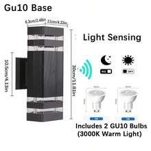 CANMEIJIA GU10 LED Garage Light, Outdoor Wall Lamp, Entrance Porch Light, Floodlight, Acrylic Pillar Design, Decorative Courtyard Light, Indoor Wall Lamp, Available With Motion Sensor Or Light Sensor, IP65 Waterproof, Suitable For Outdoor Patio/Stairs/Street/Indoor/Garden/Living Room/Bathroom/Kitchen/Bedroom/Hallway/Interior Wall/Exterior Wall - 彩色 - 查看 18