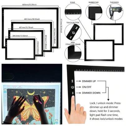 A2 Box Pad Aluminium Frame 6mm Lock/Unlock Dimmer Button 20W Bright 5500 With 12V 2A Adapter