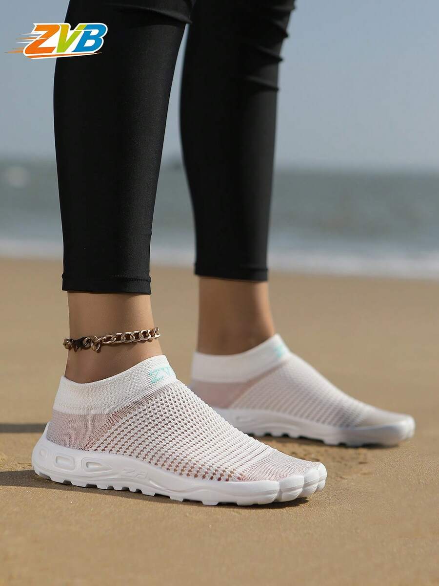 ZVB Women's Beach Shoes, Water Shoes, Barefoot Training Shoes, Lightweight Anti-Slip Design, Suitable For Fitness Training, Beach Surfing, Swimming, Pool, Outdoor Hiking - 白色 - 查看 1
