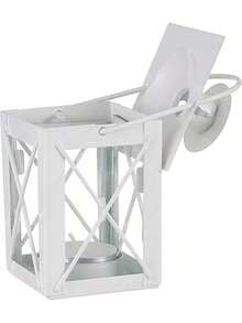 Luminoso Plata Mini-Lantern té Titular de la luz con Velas de Soja, - Blanco - Pequeño - Ver 3