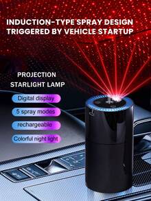 1 Set High-Value Black Car Humidifier & Essential Oil Diffuser With 6 Essential Oils, Fine Mist For Long-Lasting Fragrance, USB Ultrasonic Atomization, And Built-In LED Ambient Lighting. Compact And Portable, It's An Ideal Gift. Essential Oil Sets Available: (1 Oil Bottle + 1 Diffuser / 2 Oil Bottles + 1 Diffuser / 1 Oil Bottle). - A - View 4
