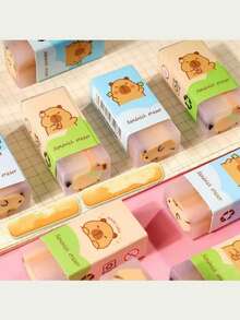 可爱卡通动物橡皮擦 | 水豚特别款橡皮擦（全身三明治式可切片设计） | 趣味返校小礼物，升级材质 | 适用于办公及学习用品，学生奖励 | 送给朋友、家人和同学的完美节日礼物 | 新年及返校季的理想之选