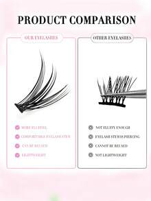 1488 Clusters+20 Pairs Fake Eyelashes Kit: Lash Clusters & Strip Lashes For Cat Eye Look, Complete DIY Extension Set With D-Curl Clusters (10-16mm), Lash Glue, Remover, Tweezers & Brush, Natural To Dramatic Style - Multicolor - View 8