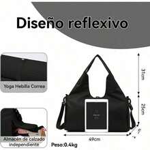 YZZ Bolsa de Gimnasia para Mujer,Bolsa de Yoga con Hebilla para Esterilla de Yoga,Bolso de Mano con Compartimento para Zapatos para Gimnasio y Viajes. - Negro286 - Ver 4