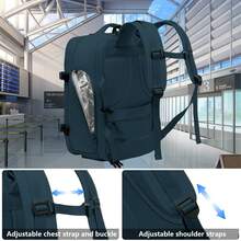 YSTYLE Ba lô xách tay EasyJet 40x25x18cm/46x30x23cm Túi cabin unisex Ba lô đựng laptop 15.6 inch kèm sạc USB Ba lô leo núi - Màu xanh ngọc - Xem 7