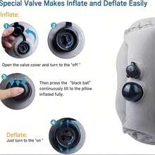 Upgraded Inflatable Travel Pillow For Sleeping - Premium Flocked Fabric, Ergonomic Neck/Head/Lumbar Support, Relieves Neck & Shoulder Pain, With Portable Drawstring Bag, Ideal For Airplanes, Cars, Buses & Office - Grey - View 7