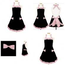 Cute Fashion Apron For Women Girls Waitress Kitchen Cooking Baking Chef Bib Apron Dress Home Restaurant - 1pc Black - View 1