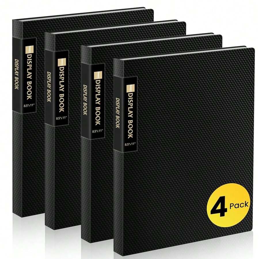 4 Pack Binder With Plastic Sleeves 18-Pocket, Displays 36 Pages, Sooez 8.5x11 Presentation Folders With Clear Sheet Protectors, Art Portfolio Binder For Certificate & Office Project Folder - 黑色的 - 查看 1