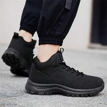 Men's Sneakers, Non-Slip Sports Shoes, Men's Casual Mesh Breathable Lining Outdoor Solid Color Sports Casual - Black - View 9