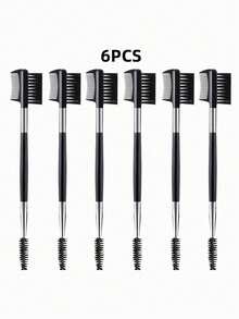 6pcs Black Multi-Functional Spiral Eyelash And Eyebrow Brush, Multi-Functional Double-Ended Spiral Eyebrow Brush, Angled Eyeshadow Brush, Eyelash Curling Brush Eyebrow Comb, Portable Makeup Brush Tool, 3-Headed Eyebrow Eyelash Shaping Eyelash Comb Double-Ended Brush Makeup Arrangement Tool, Cosmetics With 3 Different Spiral Brushes, Separating Eyelashes, Eliminating Mascara Clumps, Arranging And Shaping Eyebrows. - Multicolor - View 12