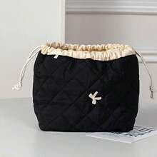 1 pièce Sac de maquillage imprimé - Sac de rangement de voyage grande capacité, Sac de rangement de toilette en fibre de polyester, Design de mélange de couleurs portable