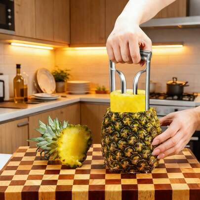Portable Stainless Steel Pineapple Cutter Peeler Corer Slicer Household Fruit Corer, Pineapple Peeler & Corer, Complete Pulp, No Messy Hands, Non-Slip Handle, Suitable For Home, Kitchen And Restaurant