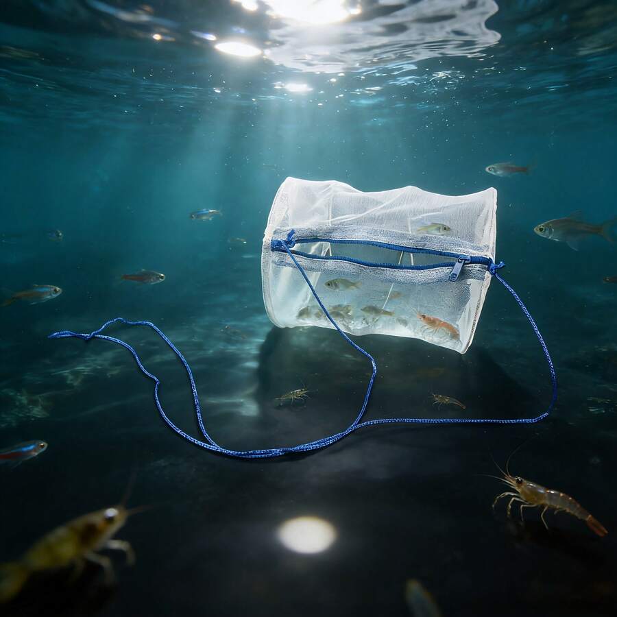 1个白色渔网，圆柱形渔网陷阱 - 彩色 - 查看 1