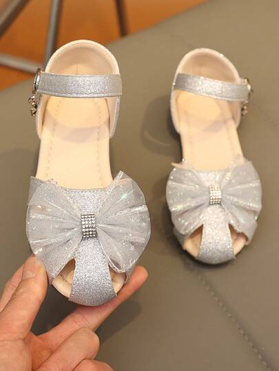 1 Pair Vintage Girls Hollow Out Sandals, Summer New Anti-Slip Rubber Sole Bow Tie Open Toe Breathable Fashion, Party & Holiday Breathable Flip Flops Soft Bottom Non-Slip Beach Sandals