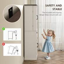 HOMCOM 71" LED Kitchen Pantry Cabinet, Farmhouse Tall Freestanding Storage Cabinet With Door Shelves, Adjustable Shelves And Drawer For Kitchen And Dining Room, Distressed White - White - View 8