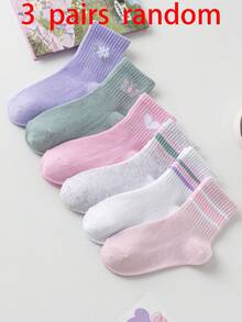 1/3/6/12/24 Pairs Classic Simple Colorful Striped Double Bar Kids Socks, Breathable Soft Invisible Socks, Comfortable Casual Mid-Calf Socks, Suitable For Daily Wear Or Holiday Gifts, Various Colors