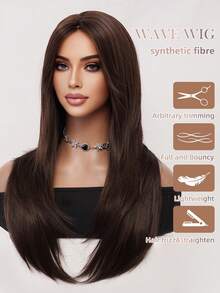 Tóc giả dài thẳng màu nâu mocha thanh lịch, rẽ ngôi giữa, dài 26 inch, dành cho nữ, trông tự nhiên, mềm mại, thoáng khí, làm từ sợi tổng hợp chịu nhiệt. Lý tưởng cho người mới bắt đầu tạo kiểu tóc thời trang hàng ngày. Hoàn hảo cho các buổi hẹn hò, chụp ảnh, cosplay, tiệc tùng sang trọng, lễ hội âm nhạc, tụ họp. - màu nâu - Xem 10