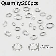 200pcs Stainless Steel Oval Split Rings, Suitable For DIY Jewelry Making, Necklace & Bracelet Crafting