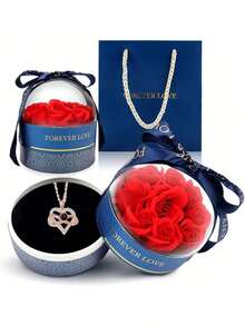 EstiloCúpula de Acrílico con Rosa Eterna con Collar encantada - Diseño de , Regalos para Mujer Cumpleaños para Mujer, Romántico Regalo, Regalos para Mamá, San Valentín, NavidadVersión mejorada - Rosa - Ver 1