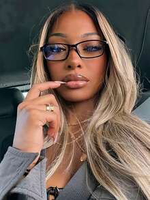 1 Pair Retro Square Small Frame Transparent Lens Glasses, Versatile Casual Eyewear Suitable For Travel, Daily Wear And Decoration - Black - View 6