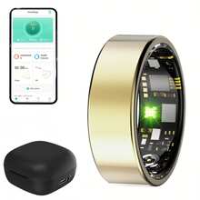 Smart Ring Fitness Tracker, Sleep Monitoring And Sports Data Recording, Multi-Size Fashionable Smart Ring, Ideal Holiday Gift For Men And Women - Gold - View 3