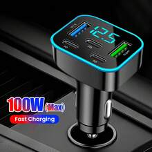 Black Matching Style Second Phase Cell Phones Car Charger 2U+3C 5-Port Digital Display Car Charger Valentine's Day Gift - one-size - View 2