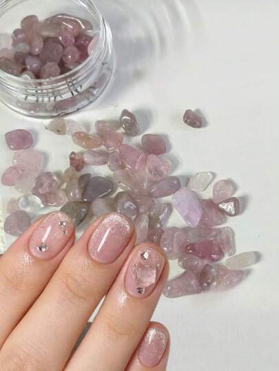 1 Box Selected Polished Natural Round Smooth Stones, Ins Style Nail Art Decor Pebbles, Natural Stones, Nail Stones, Nail Art, Components, Parts, For Nail Design Decoration