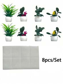 4pcs/Set Or 1pc [Random Style] Artificial Mini Potted Plant Decor, Cute Planter Set, Desktop Decoration, Stress Relief Ornament, Mini Desk Accessory, Computer Monitor, Office Space Back To School Room Decor Home Decor Ornaments Home Miniature Things - Multicolor - View 15