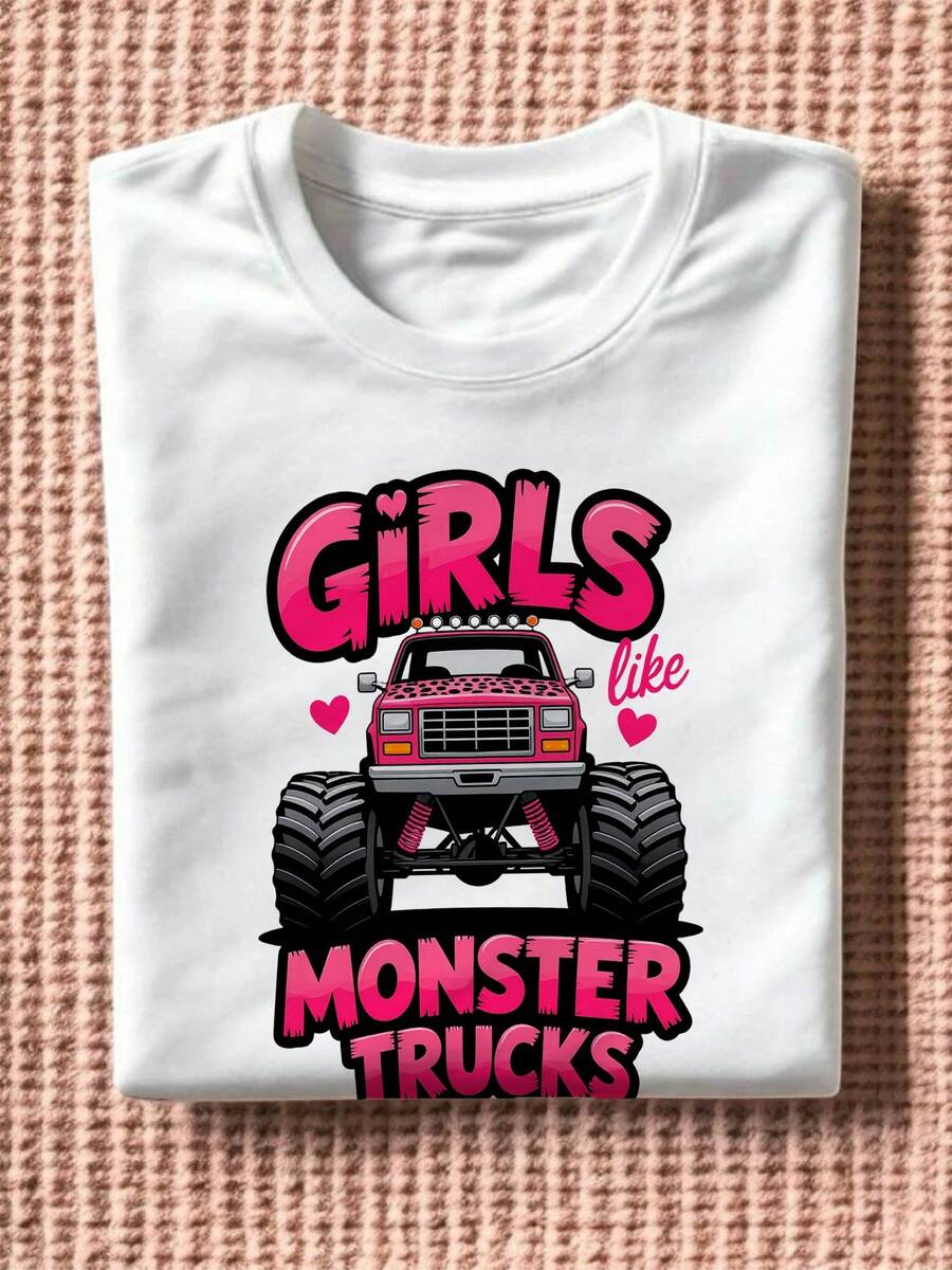 Monster Truck Car Lover T Shirt, Monster Jam Trucks Crushing Cars-3 - White 4 - View 1