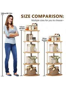 Tall Corner Shelf, 3/4/5 Tier Modern Corner Bookshelf Stand, Wood And Metal Corner Plant Bookcase For Living Room, Corner Space - Multicolor - View 5
