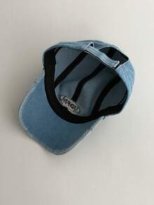 复古做旧牛仔棒球帽，男女皆宜的街头风刺绣水洗平沿帽 - 彩色 - 查看 8