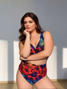 Women's Beach Flattering Bikini - Two Piece Printed Swimwear With Stretch Comfort Fit,Slim Fit Runs Small Recommend Order One Size Up, Tummy Control Waist Ruched Cinching, Swimwear For Beach Vacation & Pool Party - TD-C007-09 - Xem 3