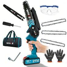 Sierra eléctrica inalámbrica mini de 6 pulgadas (660W)- Sierra de mano con batería recargable, protección contra salpicaduras para cortar madera, podar árboles, jardinería, campamento Motosierra Inalámbrica de Mano 6 Pulgadas, con 3 Cadenas y 1 Batería de Litio Recargable de 21V, 1 Par de guantes, 1 Gafas de protección,1 Cargador, Motosierra Eléctrica Portátil para Jardinería, Cortar Ramas de Arboles, Madera,Mini Motosierra Inalámbrica Portatil 6Inch 21v,Motosierra eléctrica recargable motosierra eléctrica multifunción portátil - Tipo de Enchufe A USA (110-127V) - Ver 2