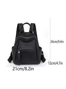 女士撞色时尚双肩包，多功能大容量休闲户外轻便旅行包，大学生书包（颜色详情请参考） - 黑色 - 查看 6